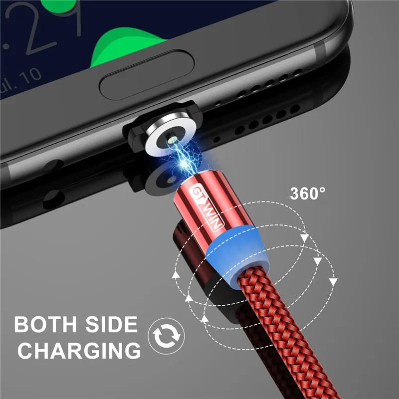 Магнитный USB кабель GTWIN для iPhone 12 11 Pro Samsung S10 S9 Huawei Xiaomi микро быстрой зарядки Type C