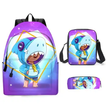 

3pcs/set School Bags For Boys Brawling Games Print Canvas Kindergarten Cartoon School Backpack Kids Satchel