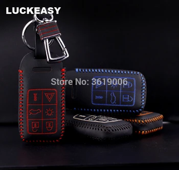 

LUCKEASY High Quality leather remote key Case Cover Holder For Volvo Series 6 Button