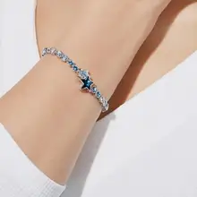 UXN60 Хрустальный Браслет из 925 серебра, циркония, Женские Ювелирные изделия, подарок на свадьбу, день рождения