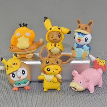 

6pcs/lot Anime Figure Slowbro Eevee Pikach Rowlet Piplup Cute Action Figures Doll Collectible Model For Toy pokemoned figures