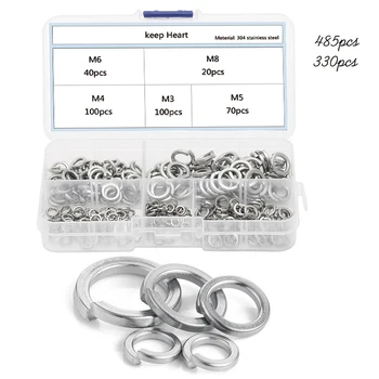 

330/485pcs lock washers set stainless steel m1.6 m2 m2.5 m3 m4 m5 m6 m8 m10 m12 m14m16m18m20m22spring lock washer assortment kit
