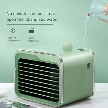 

Air Cooler USB Noiseless Evaporative Air Humidifier LED Night Mini Portable Air Conditioner Fan 550ML
