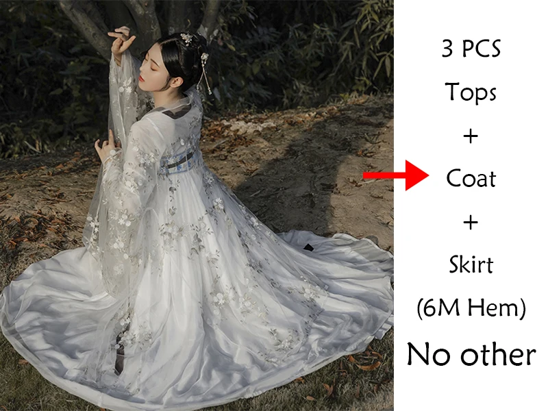6 Meter Hem Hanfu Белый Hanfu женские традиционные танцевальные костюмы народный фестиваль наряд вышивка платье феи сценический Rave представление одежда DC2705 - Цвет: 6 Meter Hem Hanfu