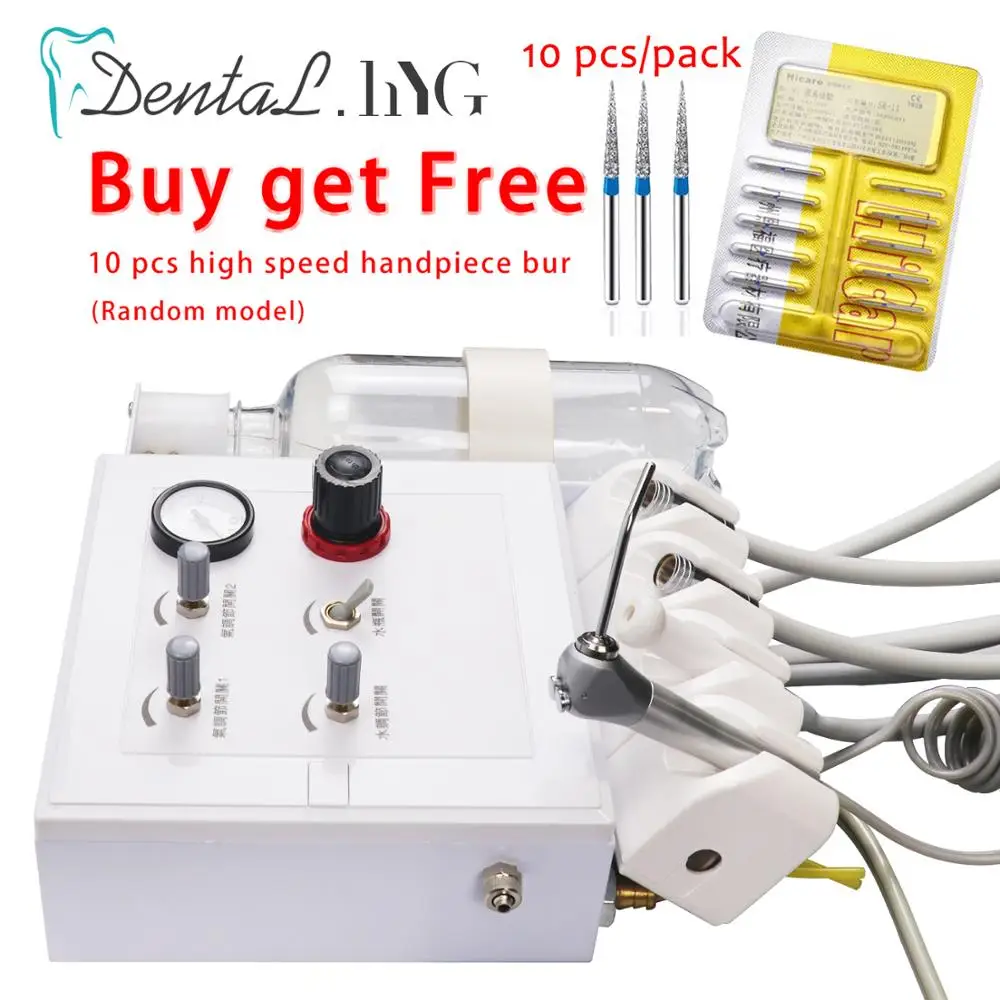 Dental Portable Turbine Unit with Weak Suction Dental Equipment Air Unit with 2 Handpiece Tubes 3 way syringe Teeth Whitening