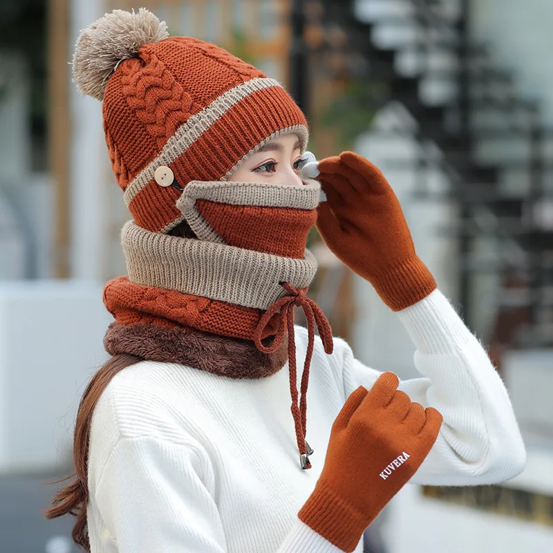 Hat Scarf Gloves Set Hat Scarf Combo Hat Scarf Mittens-hat 