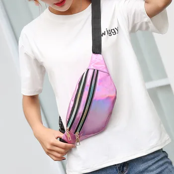 

Women's new popular laser waist bag Pu waist bag multi-functional color waist bag