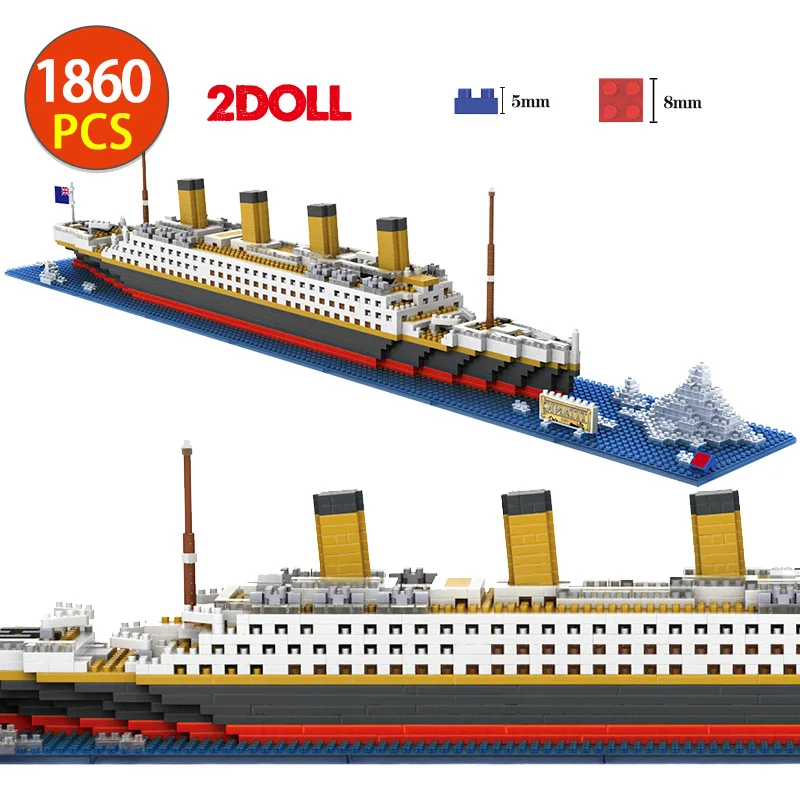 

DIY Mini RMS Titanic Ship Creator 3D Model Building Blocks Micro Boat Assemble 1860Pcs Bricks Education Toys for kids Gifts