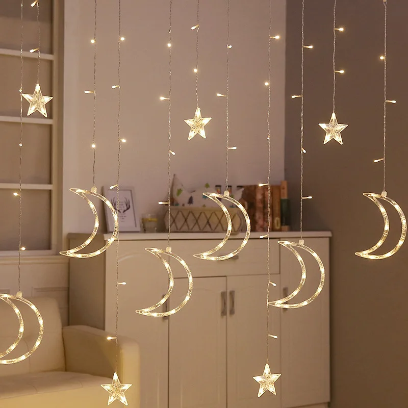 

Cross Border Wholesale Star Light String Colorful Lights Wall Online Celebrity Decoration Waterproof Colorful Lights Curtain Dec