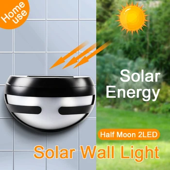 

2020 Half-moon Shaped Solar Lamp Highlight Waterproof LED Human Body Induction Lamp 2LED Solar Body Sensor Wall Light Wall Lamp