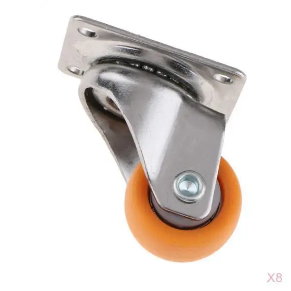 8pcs Trolley Casters Swivel Castor Wheel for Carts 25mm 13kg Orange Nylon