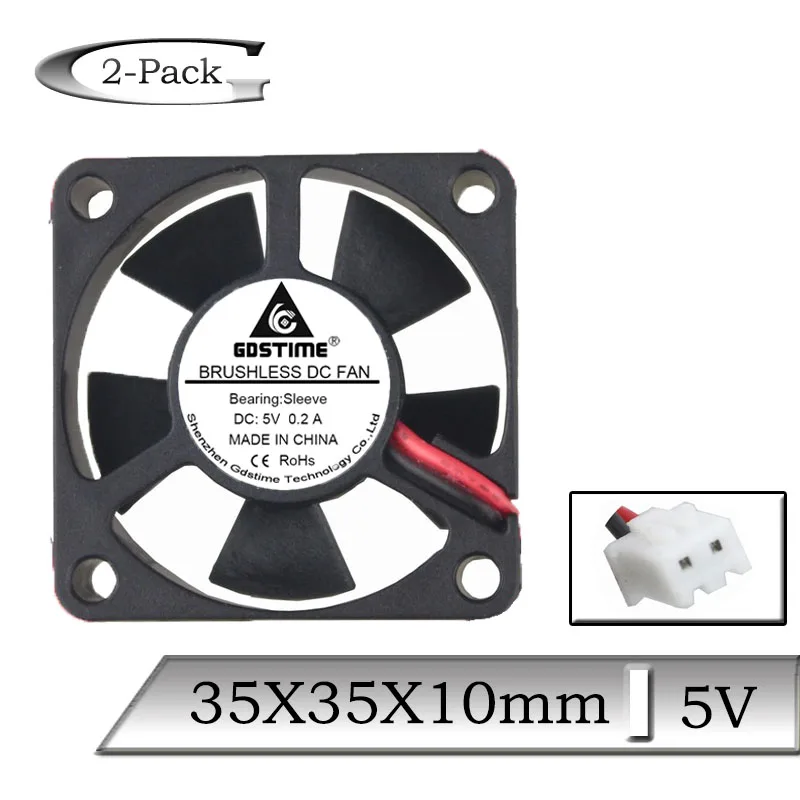 2Pcs Gdstime DC 5V 35mm 35x10mm DC 35x35x10mm 3cm 3D 