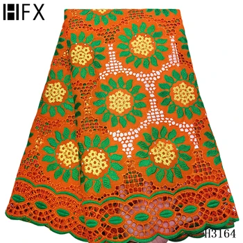 

HFX African 100% Cotton Lace Fabric Latest Nigerian Swiss Voile Lace In Switzerland 2020 High Quality Dubai Fabric F3164