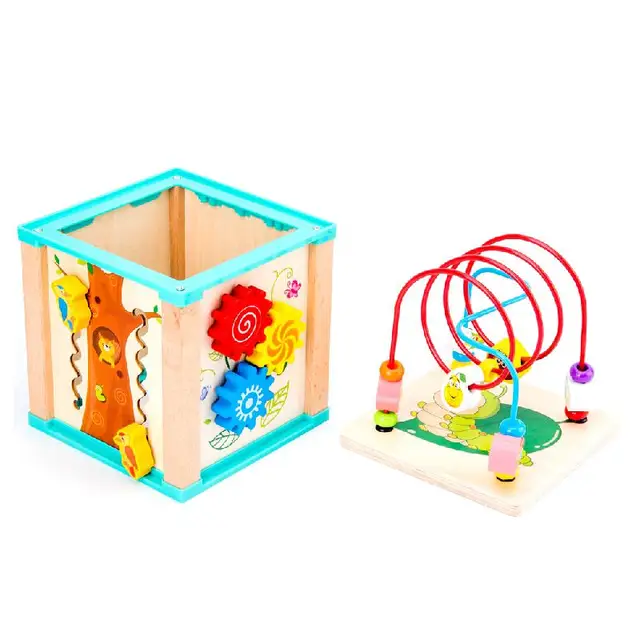 Baby Toys Wooden Montessori Beaded Maze Shape Recognition Toy Cartoon Clock Learning Children Preschool Education Toy Math Toys 4