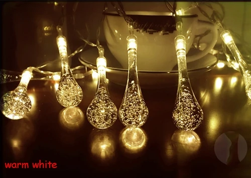 Тёплый белый Water droplets battery LED light string 5M/10M/20M/ 50/80/160/leds/Christmas holiday wedding party decoration fairy fairy lamp - Испускаемый цвет: Тёплый белый