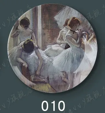 Декоративный керамический диск для столовой Дега танцоры Входное украшение фарфоровая тарелка роспись настенная подвесная тарелка - Цвет: 10
