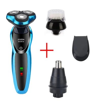 Бритва для электробритва, мужская, моющаяся, USB, перезаряжаемая, беспроводная, 3D, умное управление, бритва, борода, машина для всего тела, водонепроницаемая - Цвет: blue