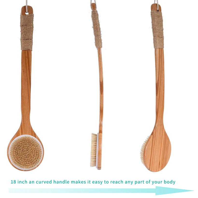 CLPAIZI натуральная щетка для ванны из натуральной щетины кисти с длинной бамбуковой ручкой для купания щетка для тела отшелушивающий массаж сухие кисти для душа D25