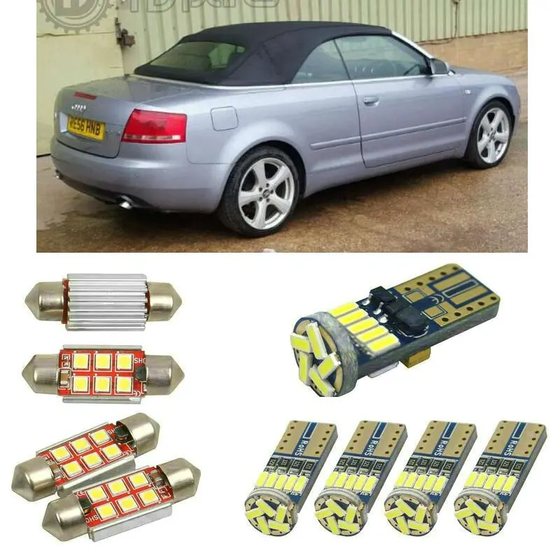 Внутренние светодиодные автомобильные фонари для audi A4 8h7 b6 8he b7 cabrio, Купольные лампы для чтения автомобилей, без ошибок, свет номерного знака 14 шт./лот