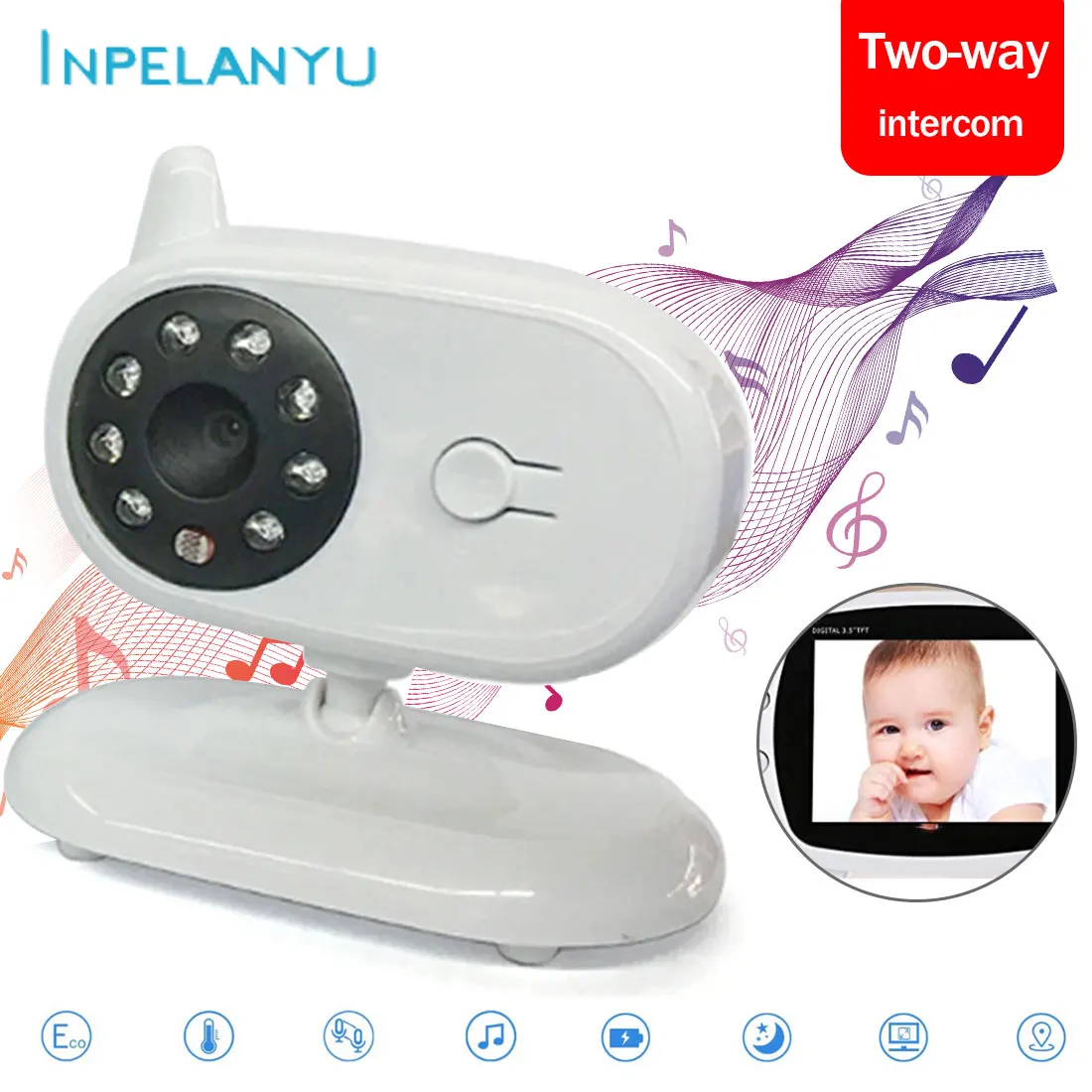 

Wireless Baby Monitor Security Camera Wireless Digital Video Camera Two-way Audio IR Night Vision Temperature Monitoring