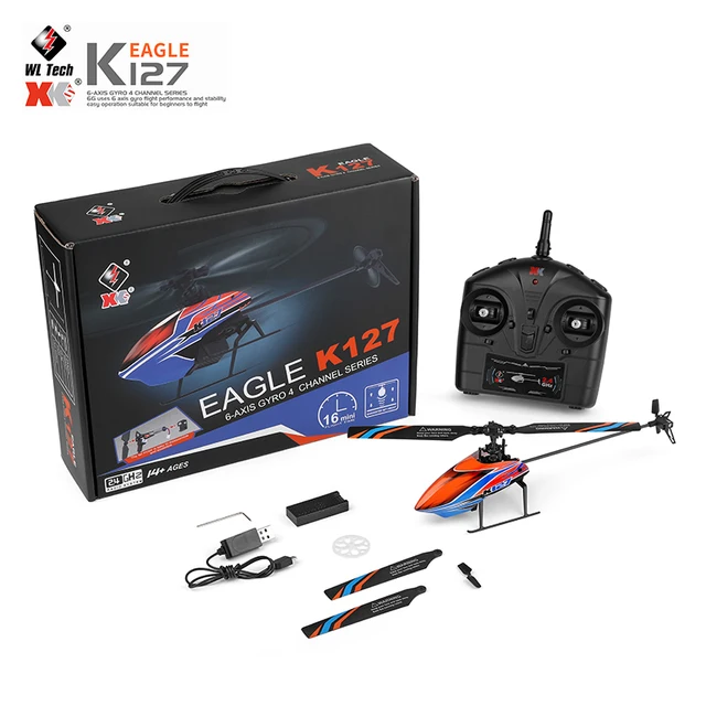 XK k127 Self Stabilizing 6-Axis Gyroscope 4 Channel Altitude Hold One Key Take Off Landing RC Helicopter RTF Without Aileron