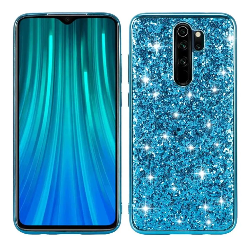 blue Чехол сверкающий с блестками для Xiaomi redmi note 8 Pro роскошный блестящий порошок блестки защитный чехол s для redmi note 8 8pro - Цвет: blue