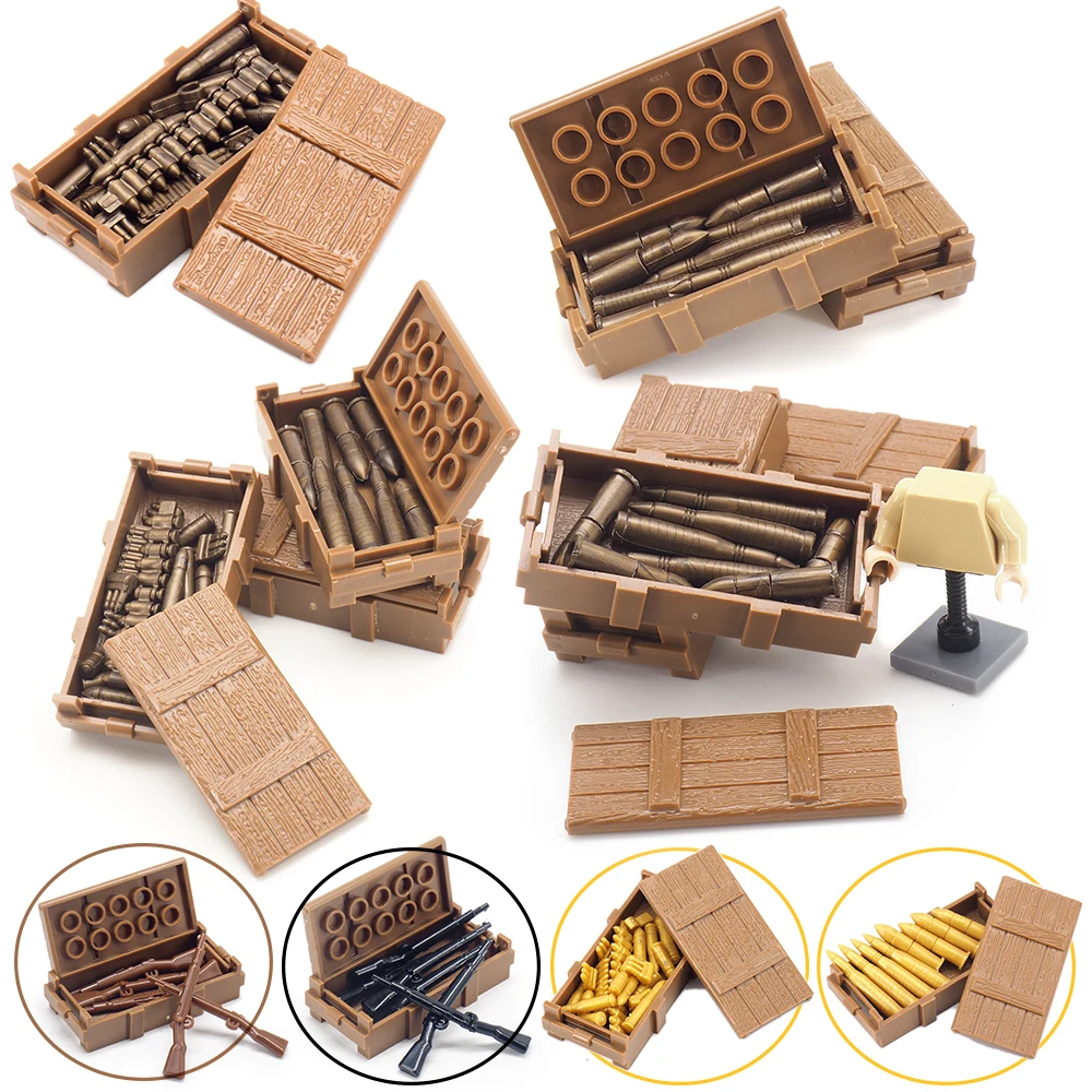 Soldier Equipment Bullet Box Set Military Building Block Moc Figures WW2 Army Weapons Box Model Child Christmas Gift Boy DIY Toy