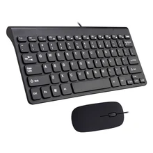 Портативная ультра тонкая проводная USB мышь и клавиатура для путешествий, комбо для настольных компьютеров, компьютеров, ноутбуков, ПК, комплект из мыши и клавиатуры