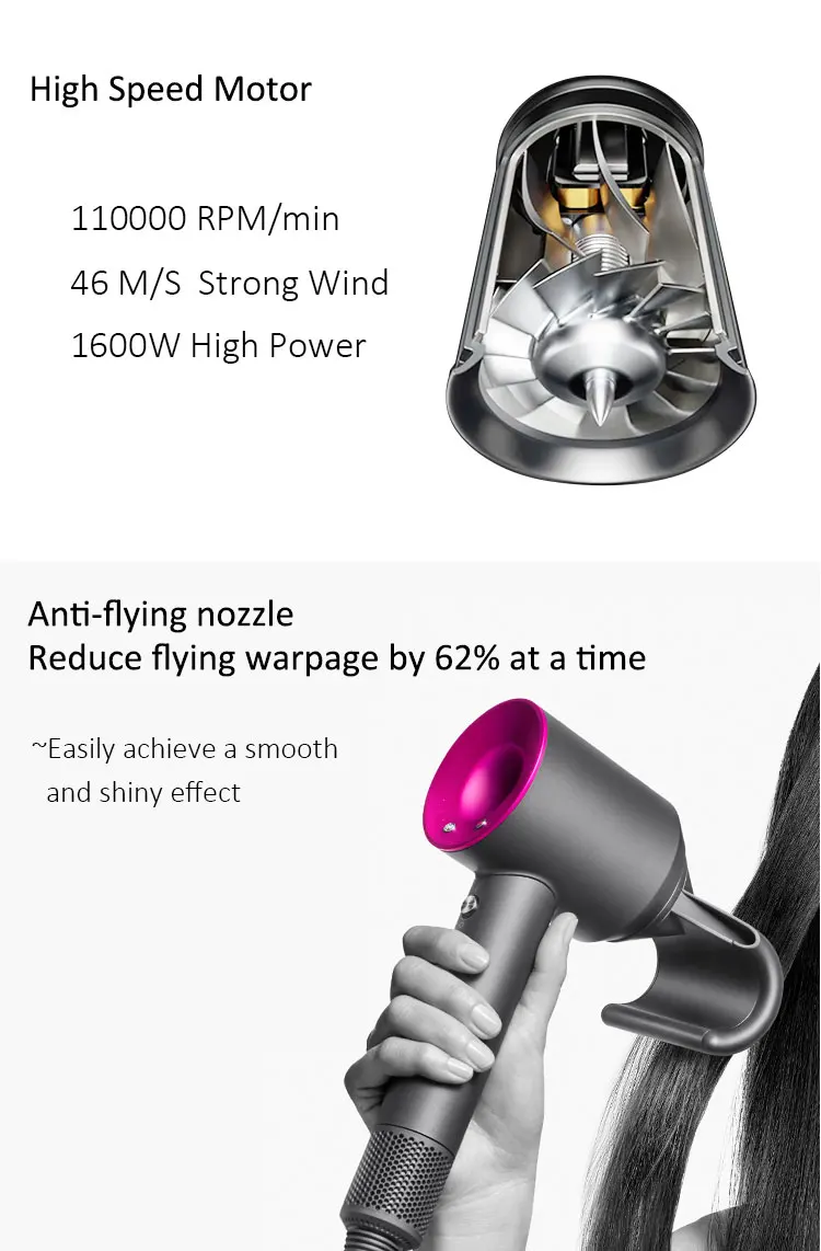 Hair Dryer Professional Salon Leafless Blower Hair Supersonic Dryer Hair Travel Home Blow Dryer Free Shipping