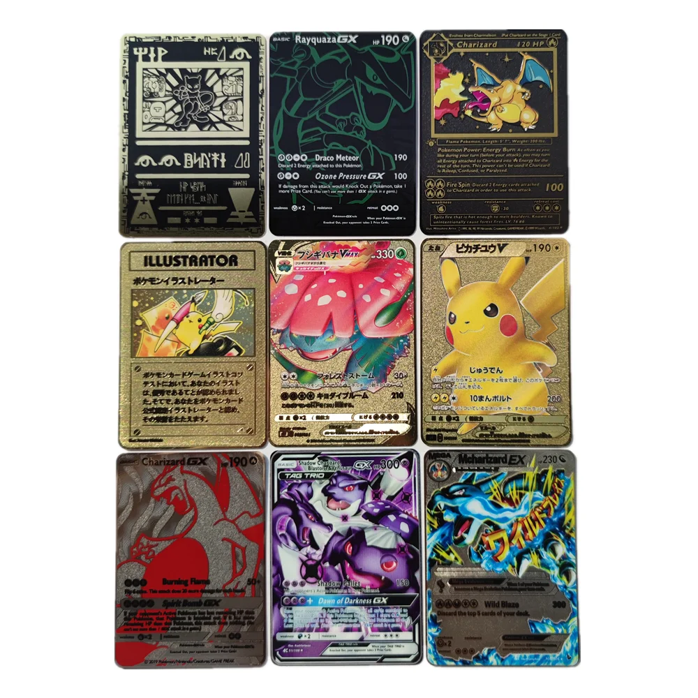 31pcs New Pokemon Metal Cards Charizard Pikachu Eevee Ho-oh Gx Vmax Ex  Shining Game Card Trading Collection Cards Toys - Game Collection Cards -  AliExpress