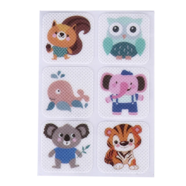 10 Lapok = 60 Db Négyzet Alakú Széria-Visszataszító Patch Matricák Rajzfilm Szúnyog Javítás Gyermekek Kisgyermekek Csecsemő Gyerekeknek