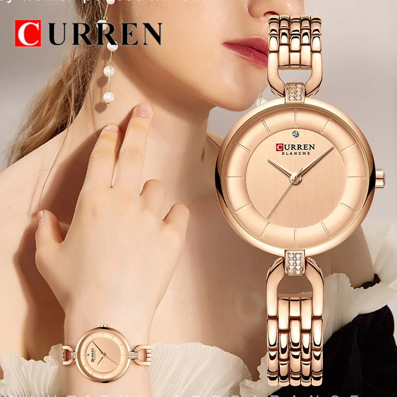 CURREN Bayan Kol Saati женские часы модные роскошные из розового золота Reloj Mujer Saat Relogio Zegarek