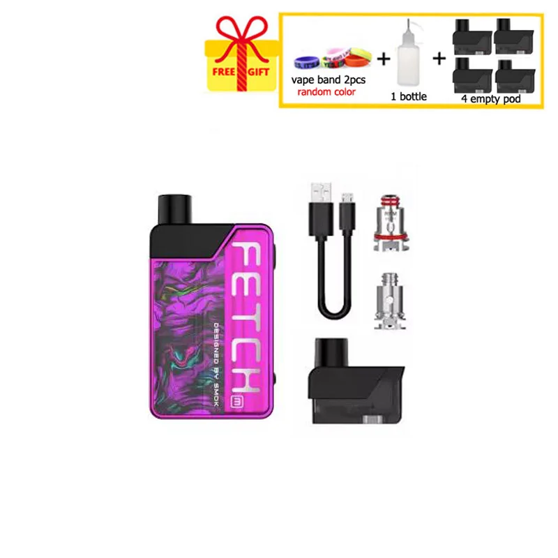Fluid Purple SMOK Fetch Mini Pod Vape Kit 3,7 мл Catridge 1200 мАч батарея электронная сигарета с об/мин сетки тройной катушки VS RPM40 испаритель - Цвет: Fluid Purple