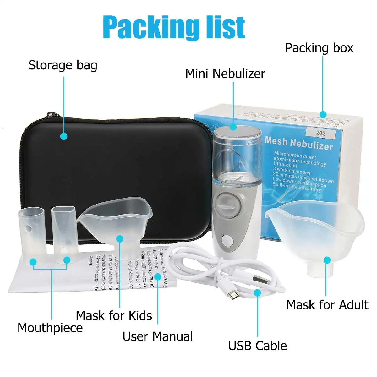 Portable Mini Handheld Facial Steamer Nebuliser Steaming Skin Care Atomizer Respirator Humidifier Adult Kid Inhaler Nebulizer