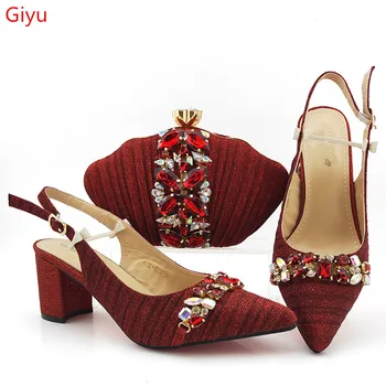 

doershow beautiful style Italian Shoes With Matching Bags African Women Shoes and Bags Set For Prom Party Summer Sandal! SES1-44