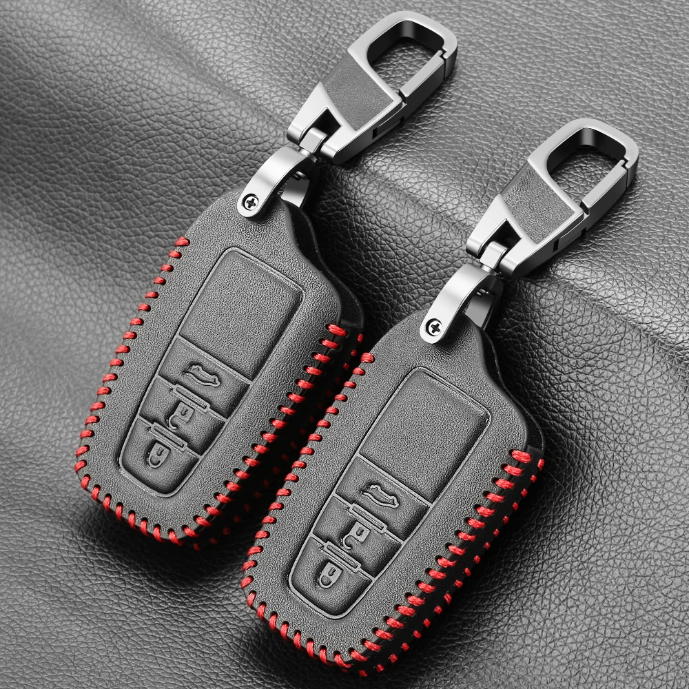 Key Case Cover Key Case Car Key Shell Leather Car Key Cover for Toyota Corolla Rav4 Camry 70 Prado RAV 150 3 4 Button Key Case Holder Accessories Shell