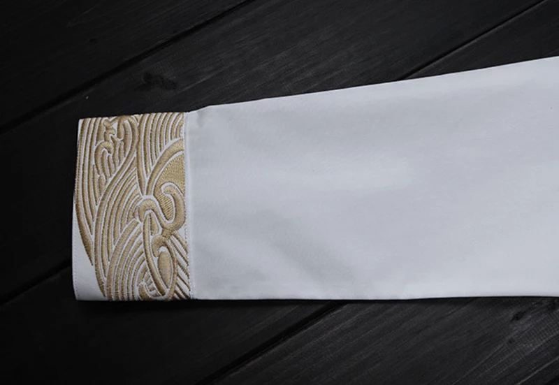 New men's shirt collar cuff embroidery gold auspicious cloud Fashion high quality cotton man shirt business leisure nightclub