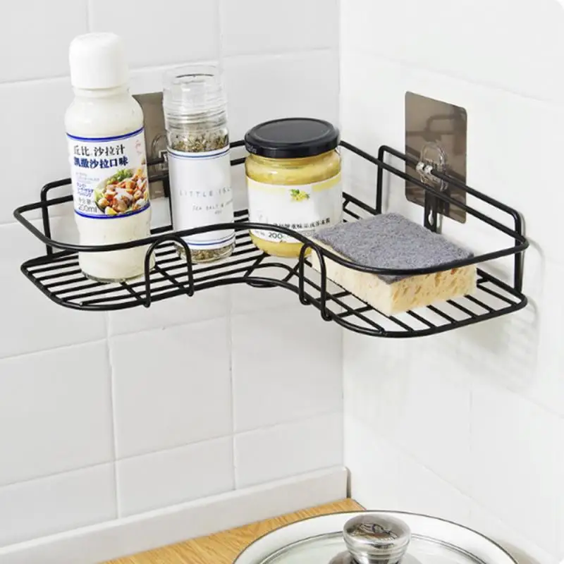 Corner Shower Shelf Punch-free Bathing Supply Storage Holder Stainless Steel Kitchen Wall Hanging Organizer Bathroom Accessories