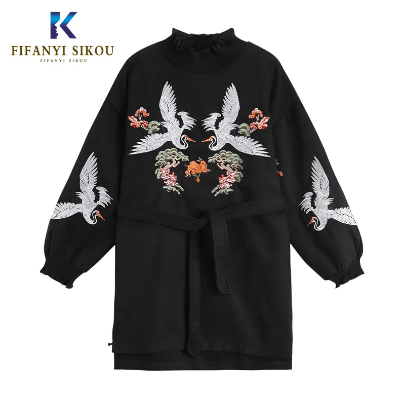 

2019 Autumn Winter Women Hoodies Fashion Lace Up Embroidery Sweatshirt Thick Warm Pullovers Loose Tops Long sleeve Sweatshirts