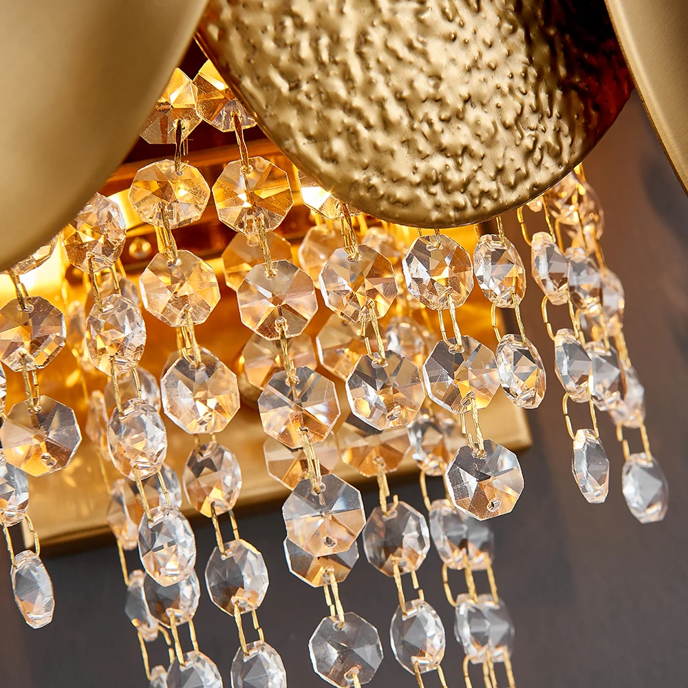 YOOGEE Роскошные бра с украшением в виде кристаллов цепи оттенок Сталь Боковое крепление СВЕТОДИОДНЫЙ осветительные приборы Ванная комната золото настенный светильник