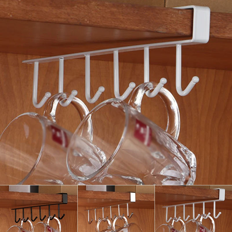 Brand new and high quality Hooks Kitchen Cup Holder Firm Hang Under Shelf Storage Rack Organiser Quality