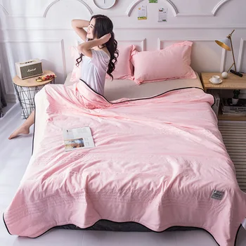 

Washed Cotton Summer Quilt Four-piece Solid Color Bed Linen Bedding Air Conditioning Quilt Cool Summer Gift Home Textiles