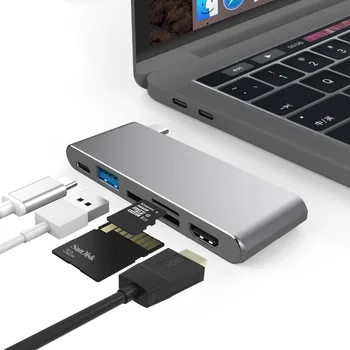 

USB Type C 3.1 Hub to HDMI 4K Adapter Thunderbolt3 Dock Dongle Combo SD TF Card Slot With Type C Charing For MacBook Pro