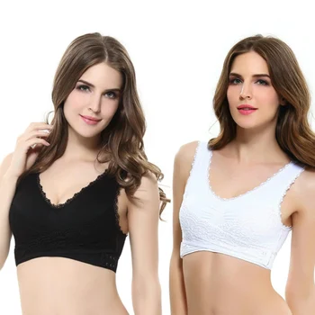 

New Comfortable Full Cup Ladies Bras Tops Fashion Lace Bra Solid Color Front Cross Side Buckle Bras Women Brasier Mujer