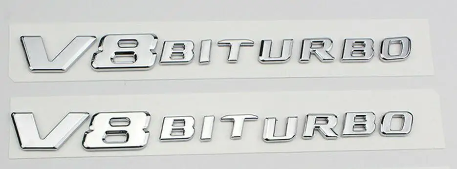 2 шт. V8BITURBO V12BITURBO эмблема на крыло автомобиля наклеивающиеся Переводные картинки для детей Mercedes - Цвет: 2pcs silver v8