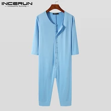 

Fashion Casual Style New Men's Homewear Onesies Sexy Handsome Well Fitting Solid Comfortable Sleeve Jumpsuits-5XL 2021 INCERUN