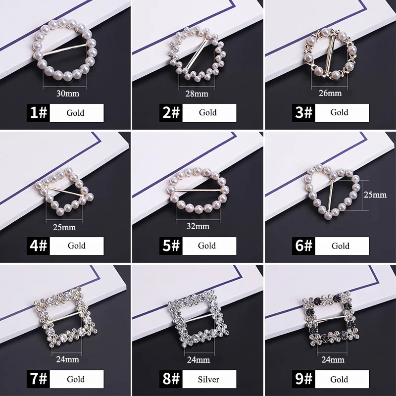 

LKERAN 2 Pcs Variety Rhinestone Buckles Metal Pearl Waist buckle Angle Knot buckle Three buckle Japanese word buckle