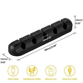 

5 piece USB Cable Winder Desktop Tidy Cable Organizer Management Clips Cable Holder For Mouse Headphone Earphone
