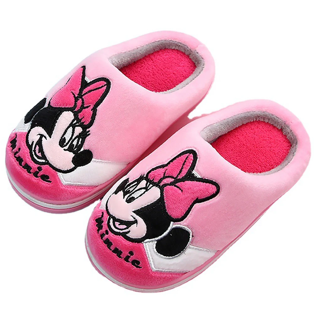Disney Baby Cartoon Winter Home Cotton Slippers For Little Children Nonslip Warm Indoor Boys Girls Mickey Minnie Mouse Shoes