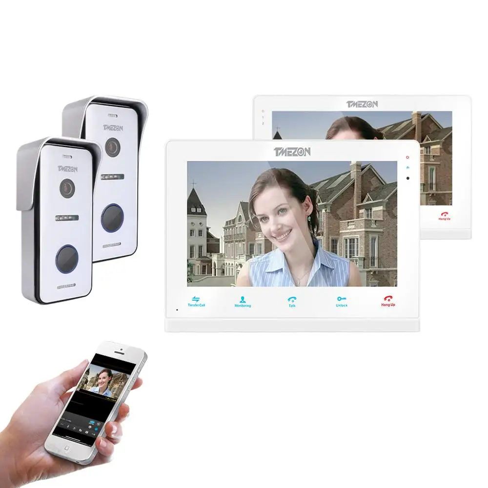 TMEZON Wireless/Wifi Smart IP Video Doorbell Intercom System ,10 Inch+7 Inch Screen Monitor with 2x720P Wired Door Phone Camera TMEZON Wireless/Wifi Smart IP Video Doorbell Intercom System ,10 Inch+7 Inch Screen Monitor with 2x720P Wired Door Phone Camera